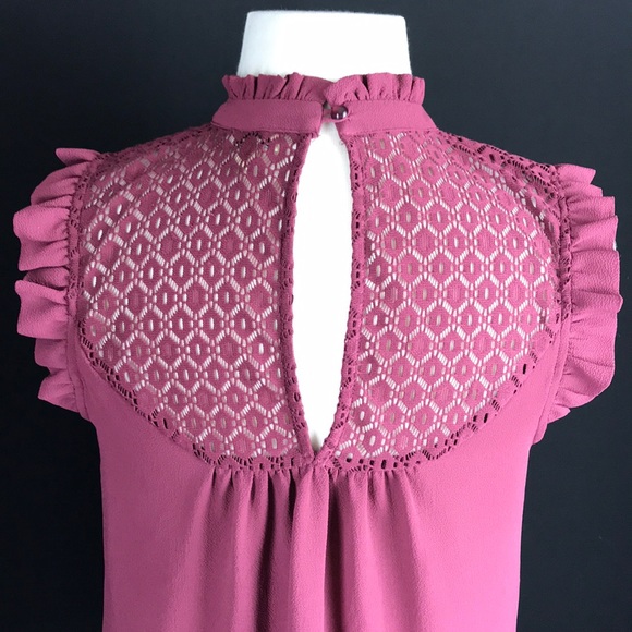Lily White Ruffle and Lace High Collar Tank - Picture 2 of 8
